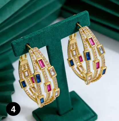 Colorful Twisted Hoop Earrings – Luxury Paved CZ Design