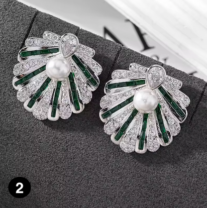 Luxury Shell Zircon Stud Earrings – Elegant Waterdrop Design