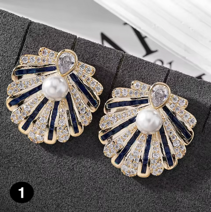 Luxury Shell Zircon Stud Earrings – Elegant Waterdrop Design