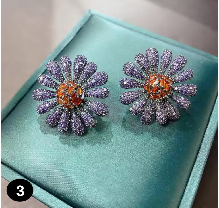 Luxury Daisy Zirconia Stud Earrings – Sparkling Crystal Flower Design
