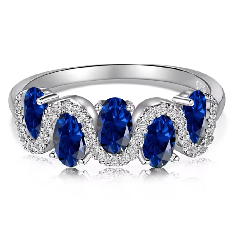 Elegant Women's Ring In 925 Sterling Silver, Adorned With High - Quality Gemstones