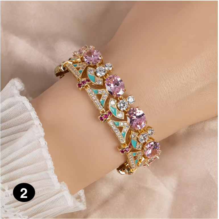 Luxury Gold Bracelet with Colorful Crystals