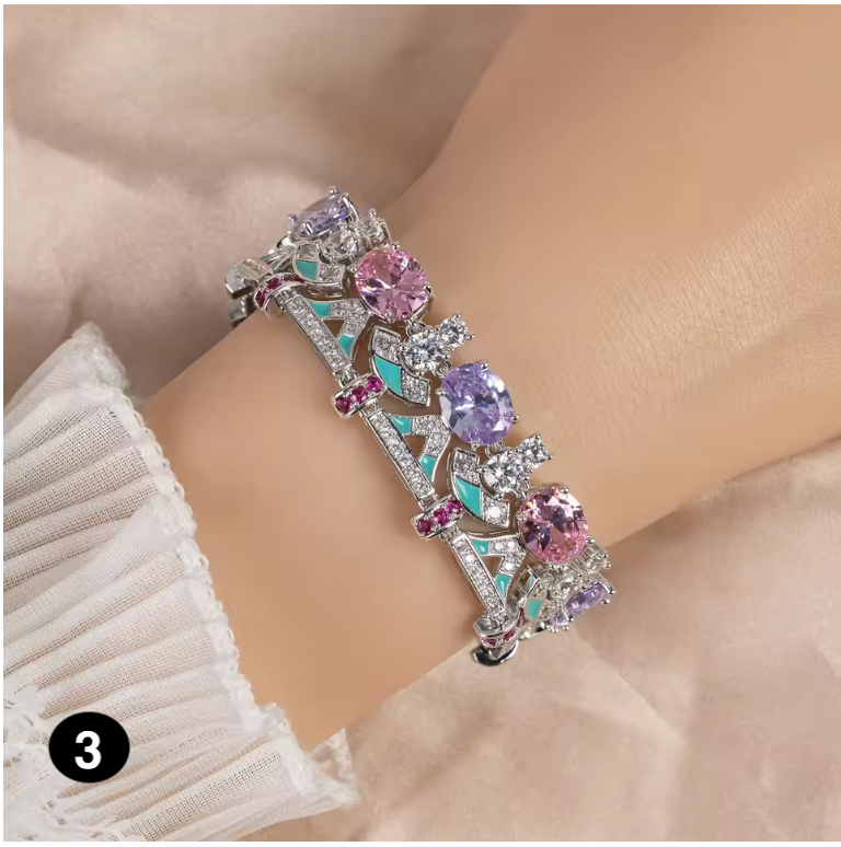 Luxury Gold Bracelet with Colorful Crystals