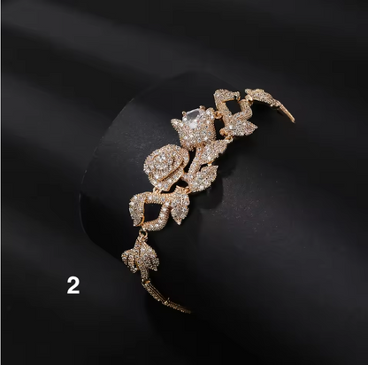 Luxury Rose Zircon Bracelet – Elegant Branch Design for a Royal Look