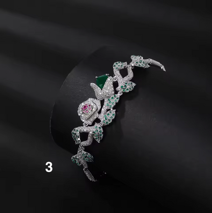 Luxury Rose Zircon Bracelet – Elegant Branch Design for a Royal Look