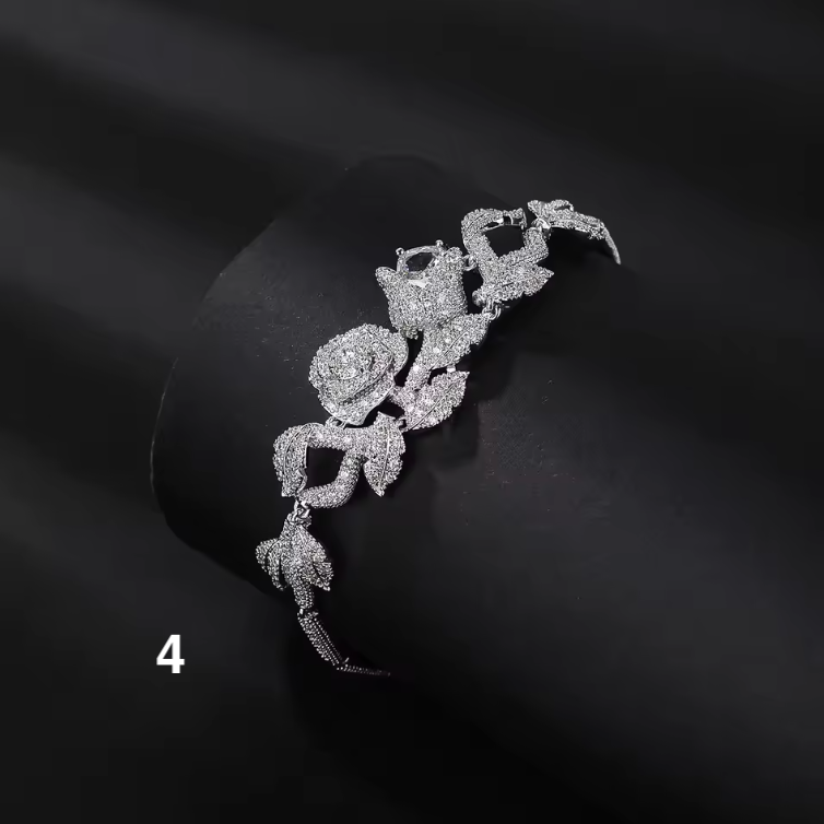 Luxury Rose Zircon Bracelet – Elegant Branch Design for a Royal Look