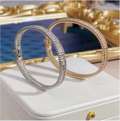 925 Sterling Silver Moissanite Bangle – GRA Certified, 2mm Thin, Luxury 18K Gold Plated Bracelet for Women