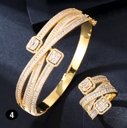 Luxury Crystal Bangle Bracelet for Women – Elegant Wedding & Party Jewelry