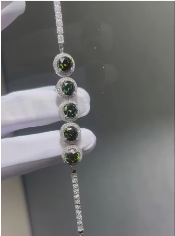 Luxury Pink Moissanite Bracelet in 925 Sterling Silver