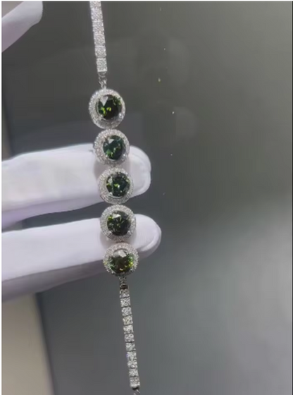 Luxury Pink Moissanite Bracelet in 925 Sterling Silver