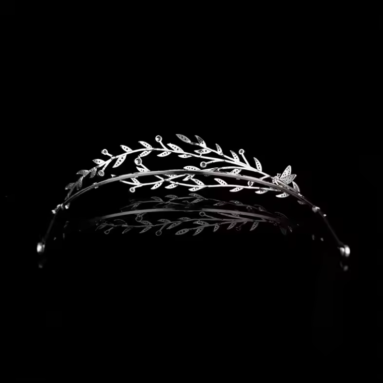 Luxury Leaf Bridal Tiara – Crystal Wedding Crown for Brides