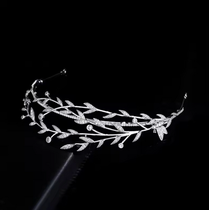 Luxury Leaf Bridal Tiara – Crystal Wedding Crown for Brides