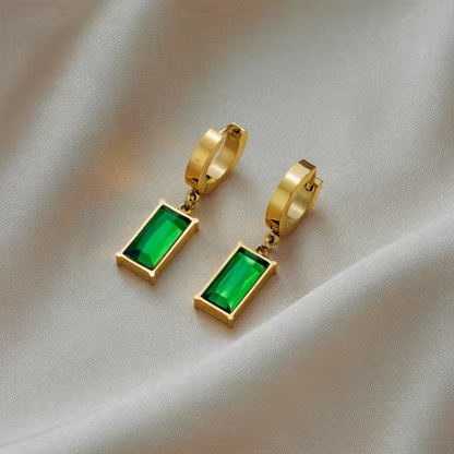 Emerald Green Stainless Steel Set – Necklace & Earrings