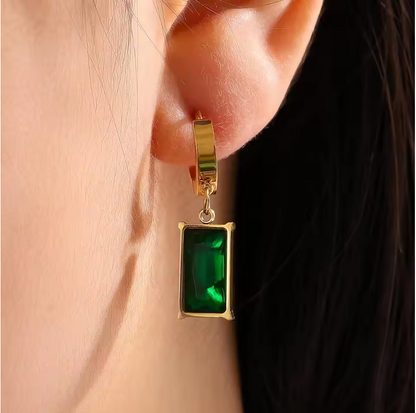 Emerald Green Stainless Steel Set – Necklace & Earrings