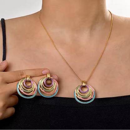 Multicolor Statement Jewelry Set – Necklace & Earrings