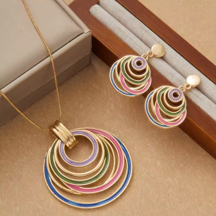 Multicolor Statement Jewelry Set – Necklace & Earrings