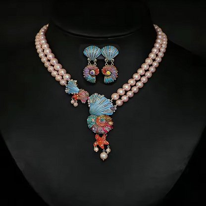 Luxury Ocean-Inspired Pearl Necklace Set – Unique Seashell & Starfish Design, Elegant Statement Jewelry