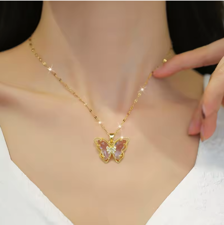 Elegant Butterfly Necklace & Earrings Set