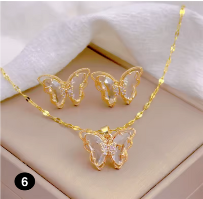 Elegant Butterfly Necklace & Earrings Set