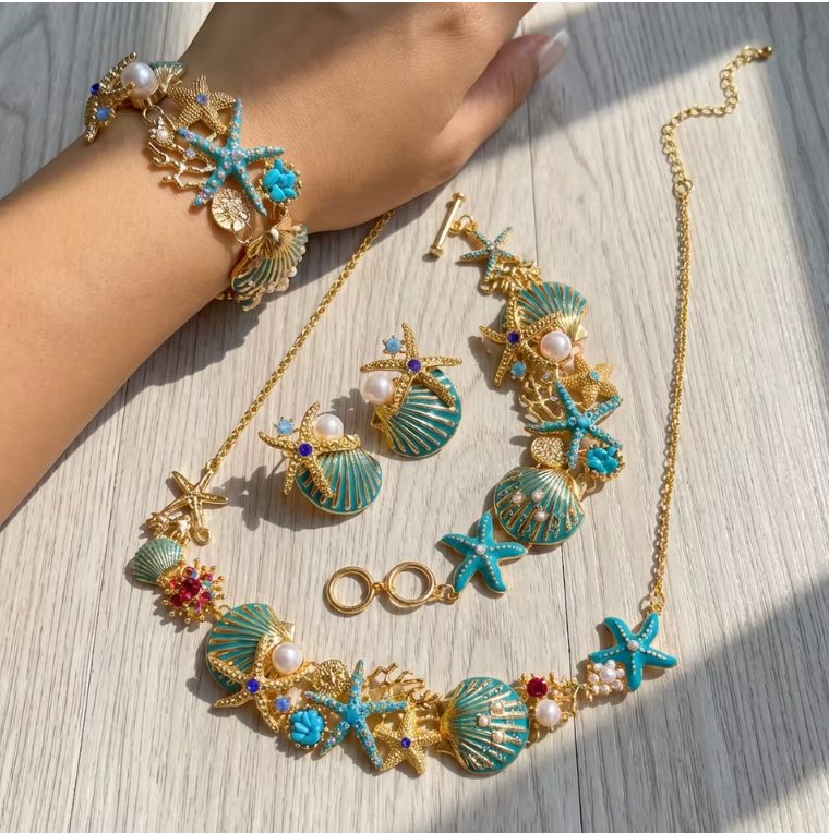 Seaside Elegance Set – Necklace, Earrings & Bracelet