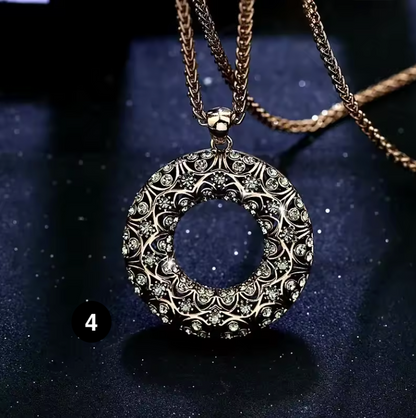 Long Crystal Pendant Necklace