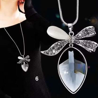 Long Crystal Pendant Necklace