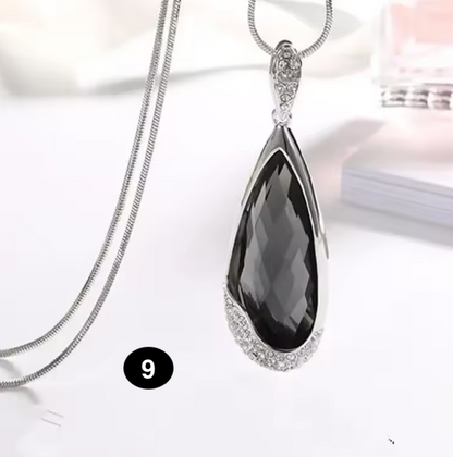 Long Crystal Pendant Necklace