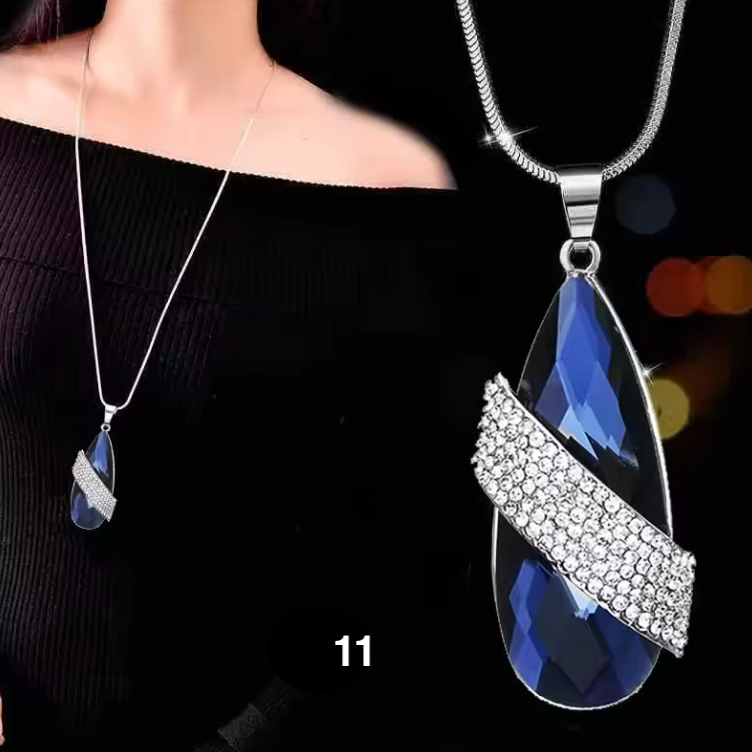 Long Crystal Pendant Necklace