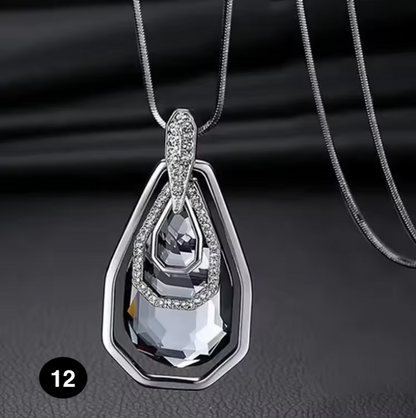 Long Crystal Pendant Necklace