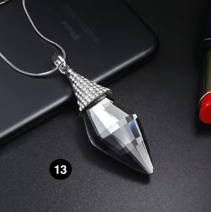 Long Crystal Pendant Necklace