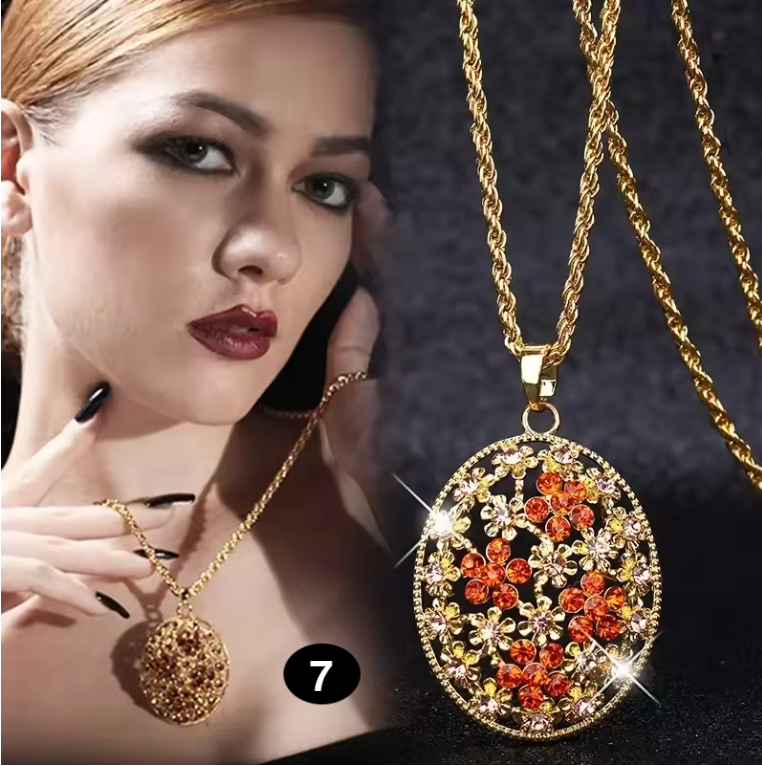 Long Crystal Pendant Necklace