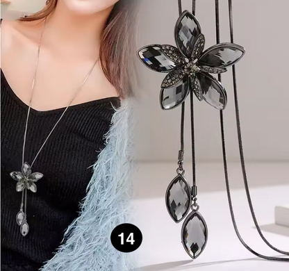 Long Crystal Pendant Necklace