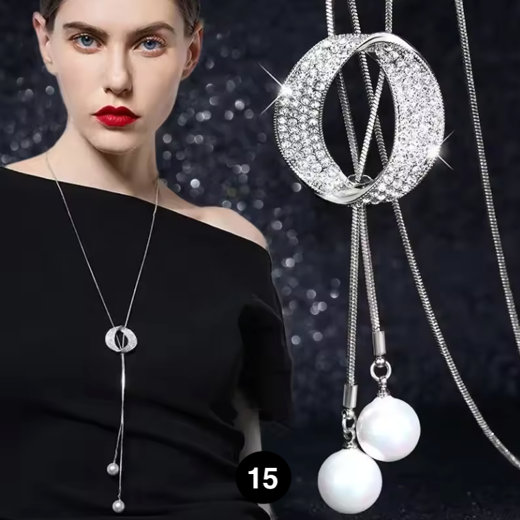 Long Crystal Pendant Necklace