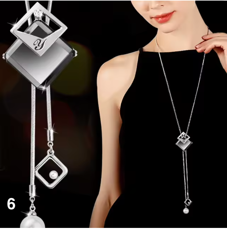 Fashion Long Crystal Pendant Necklace for Women