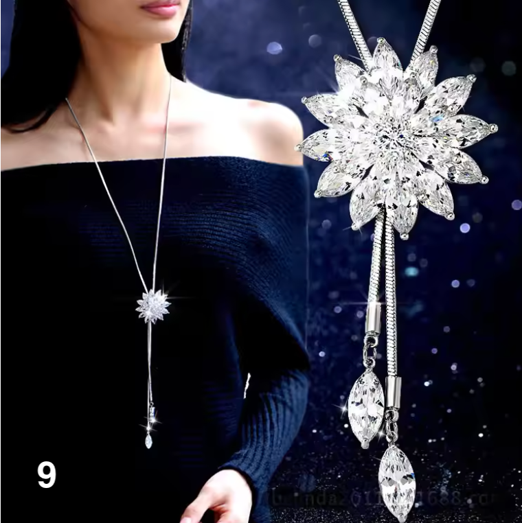 Fashion Long Crystal Pendant Necklace for Women
