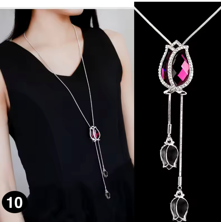 Fashion Long Crystal Pendant Necklace for Women