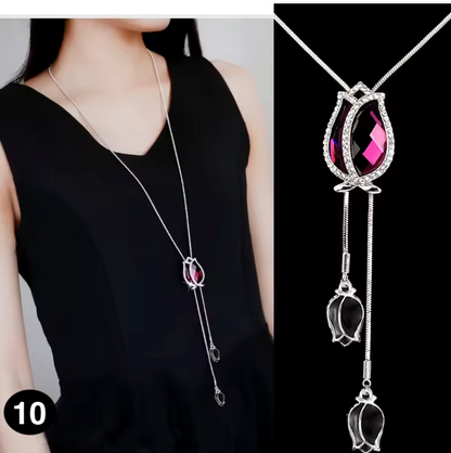 Fashion Long Crystal Pendant Necklace for Women