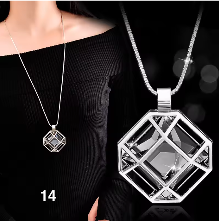 Fashion Long Crystal Pendant Necklace for Women