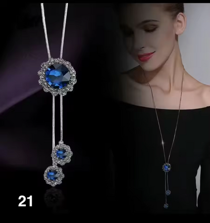Fashion Long Crystal Pendant Necklace for Women