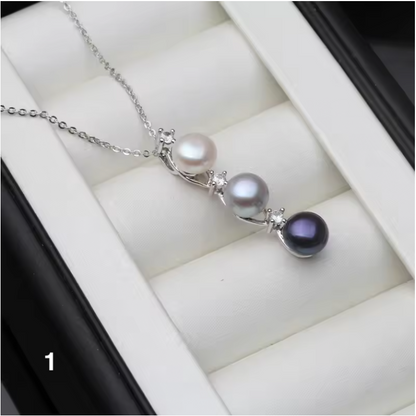 Elegant 925 Silver Pearl Pendant Necklace