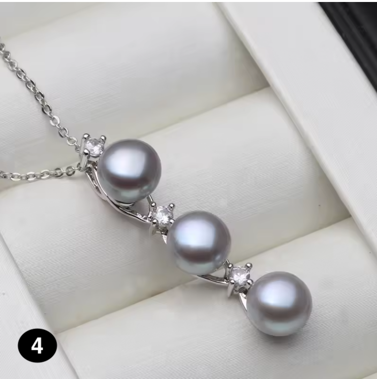 Elegant 925 Silver Pearl Pendant Necklace