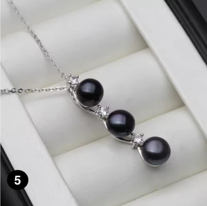 Elegant 925 Silver Pearl Pendant Necklace