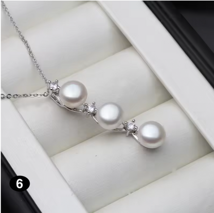 Elegant 925 Silver Pearl Pendant Necklace