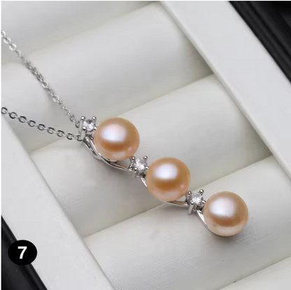 Elegant 925 Silver Pearl Pendant Necklace