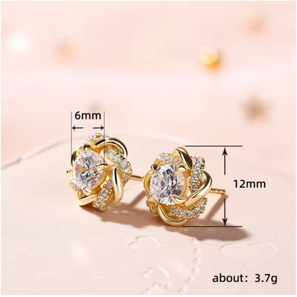 Elegant Zircon Flower Stud Earrings