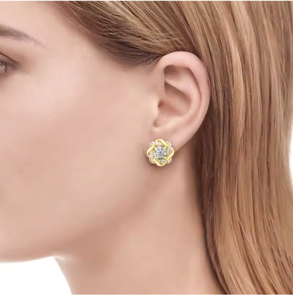 Elegant Zircon Flower Stud Earrings