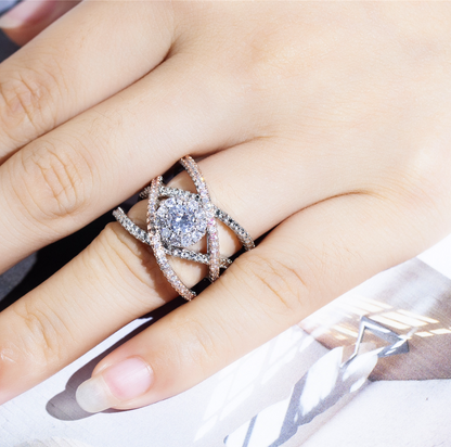 Luxury Rose Gold Zircon Weave Ring