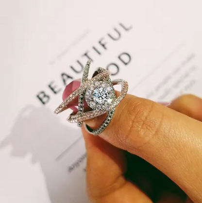 Luxury Rose Gold Zircon Weave Ring