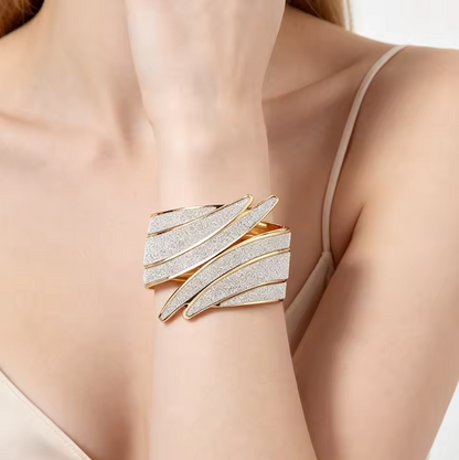 Wide Glitter Cuff Bracelet – Bold & Elegant Statement