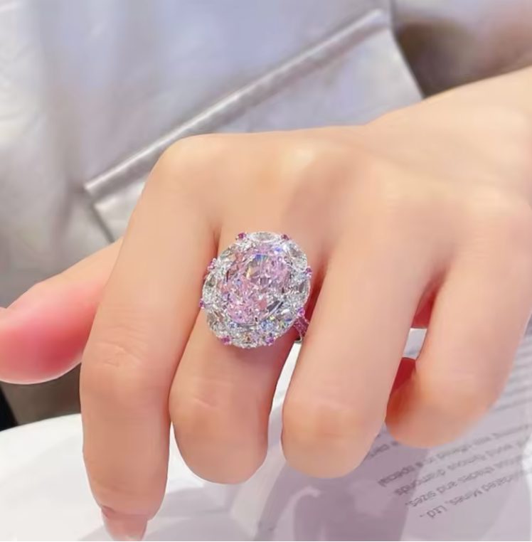 Luxury Pink Zircon Ring for Women – Elegant Statement Jewelry